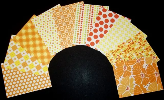 CITRUS HUES ~ 10 Colourful Scrapbooking/Cardmaking Papers - 11cm x 14cm