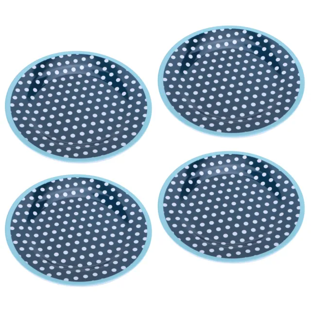 4Pcs 9in Dark Blue Polka Dot Plates Household Kitchen Utensils For Holding