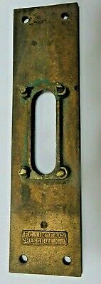 Antique cast brass Eastlake flush plate for security deadbolt   (W3A) 2