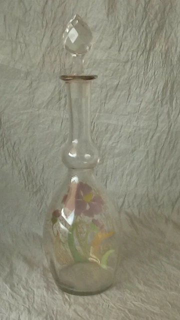Carafe En Verre Emaille Decor Floral Legras ? Art Nouveau** 5
