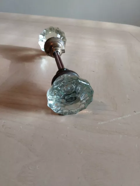 Antique Vintage Crystal Glass Door Knob- 12 Point Architectural Salvage Metal