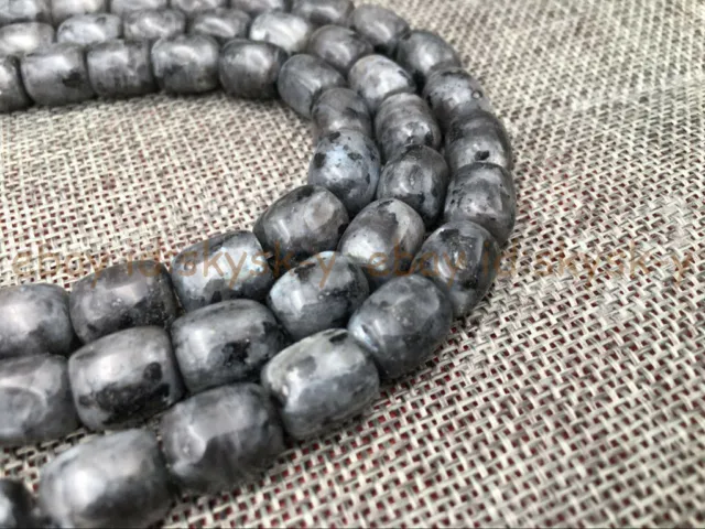 9x11mm Natural Black Labradorite Gemstone Barrel Cylinder Loose Beads 15''