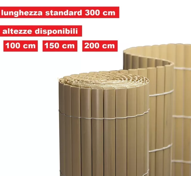 Arelle in Stuoia in PVC Doppia Effetto Bamboo Naturale Separè Frangivista