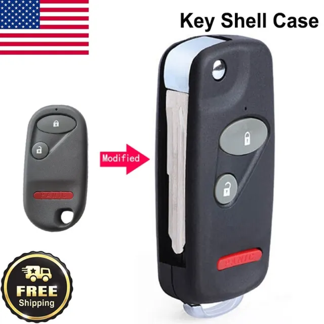 2+1 Button Conversion Flip Remote Key Shell Fob for Honda Accord Civic Prelude