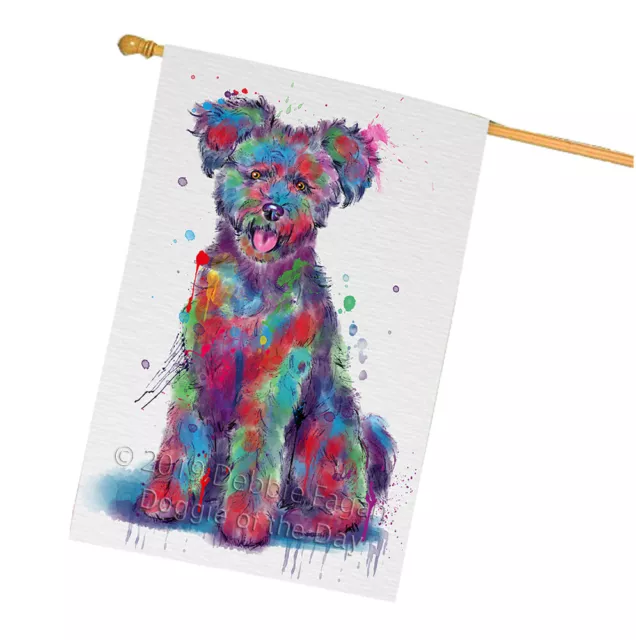 Watercolor Pumi Dog Polyester Double Sided Home Decorative House Flag