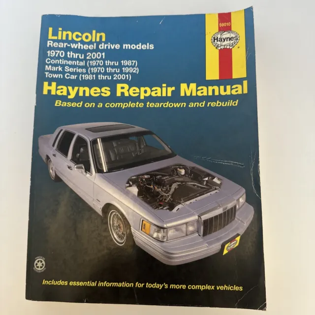 Haynes Repair Manual 59010 Lincoln  1970-2001 Continental Mark Series Town Car