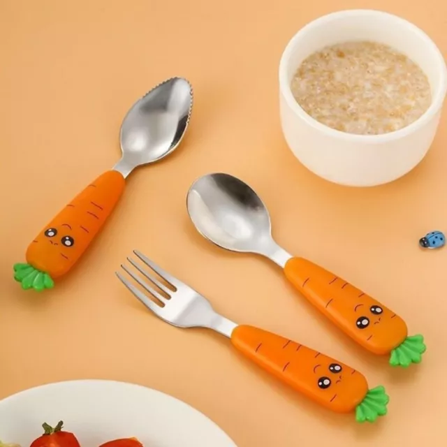 Toddler Spoon Kids Self Feeding Fork Multipurpose Eat Training Kitchen Utensil