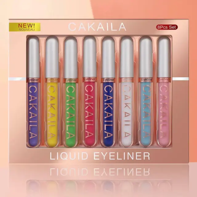 Pro 8 Farben Glitzer Lidschatten Eyeliner Liner Bleistift Lippen Make-up Set Kosmetik 2