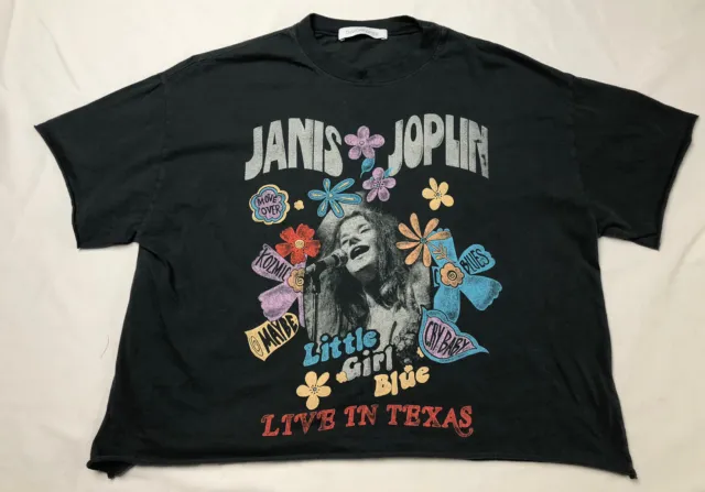 JANIS JOPLIN Band T-Shirt DAYDREAMER Gray Hippie Live In Texas Size XS Stretch