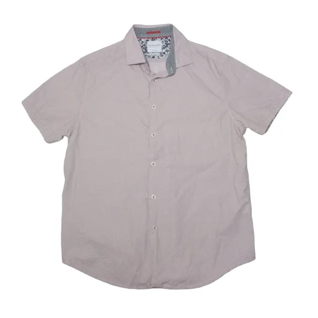 Denim & Flower Men's Large Shirt Pink Button Up Short Sleeve Print Edition Ricky
