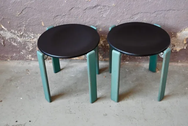 Paire de Tabourets de Bruno Rey pour Dietiker design Suisse signé Minimaliste Mo