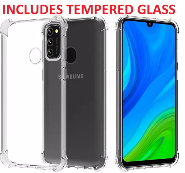 For Huawei P Smart 2020 Clear Case Slim Gel Cover & Glass Screen Protector