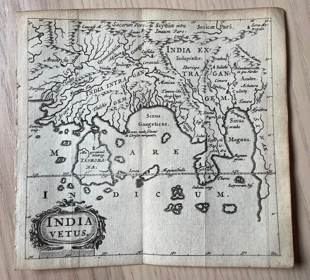 1661 House of Elzevir / Philipp Cluver, miniature map of India Vetus