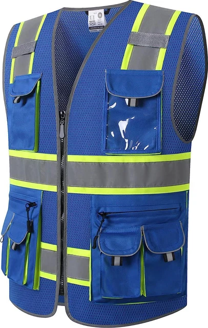 ASIPHITU Reflective HighÂ Visibility Safety Vest for Men Women with 10 Pockets