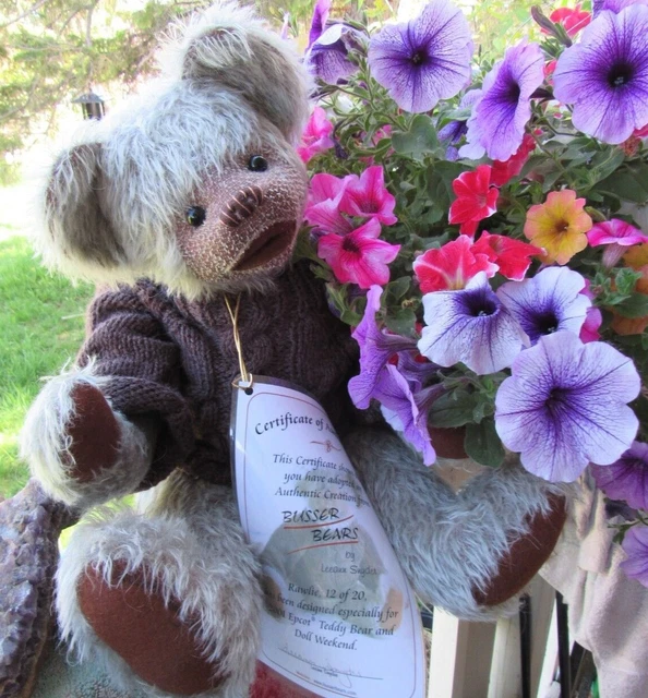 Rare Gray Mohair Teddy Bear Artist Busser Bear Leeann Snyder Epcot Doll Show 22"