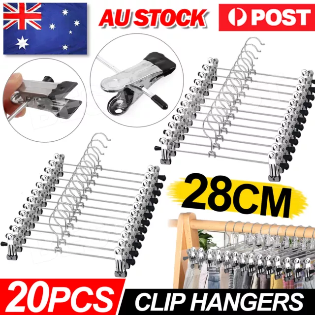 20 Metal Clip Hangers Trouser Skirt Coat Pants Bulk Clothes Clothing Coat hanger