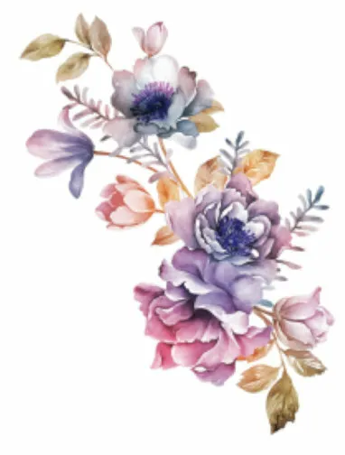 Shabby Pastel Watercolor Flower Floral Swag Transfers Waterslide Decals FL555