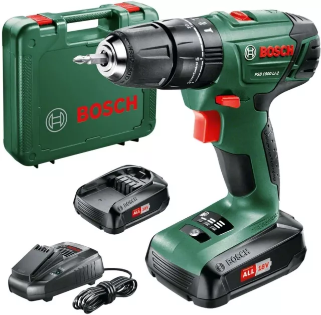 Bosch PSB 1800 Li-2 Akku Schlag/Bohrschrauber 18V. Inkl.2x Akkus 3,0/2,5Ah.+Bits