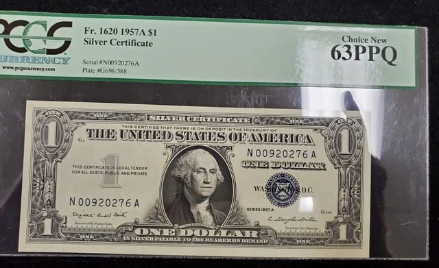 1957A $1 Silver Certificate Fr. 1620-PCGS 63 PPQ Choice New
