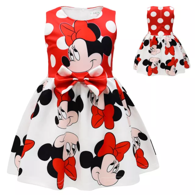 Minnie Mouse Bow Dress Girls Baby Princess Dresses Sleeveless Twirl Dress Summer