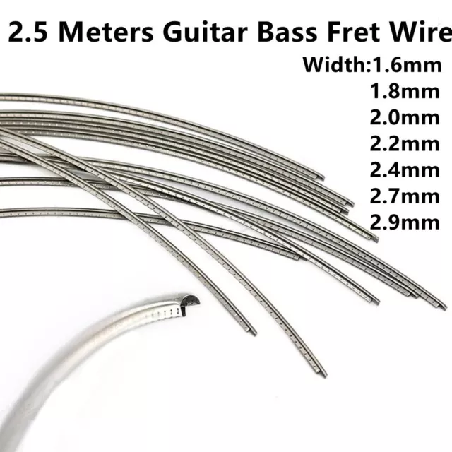 8 Feet Guitar Fret Wire 1.6MM-2.9MM Silver Gauge For Acoustic Guitar Cupronicke