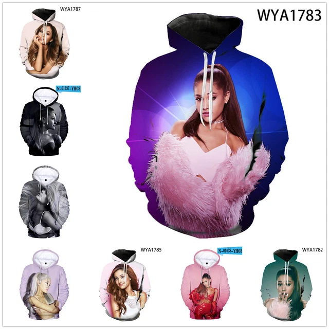 Ariana Grande 3D Unisex Uomo Donna Felpa con Cappuccio Maglione Pullover