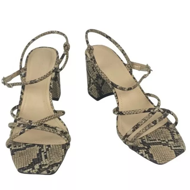 Bamboo Sandals Womens Size 8.5 Snakeskin Block Heeled Sandals  Open Toe