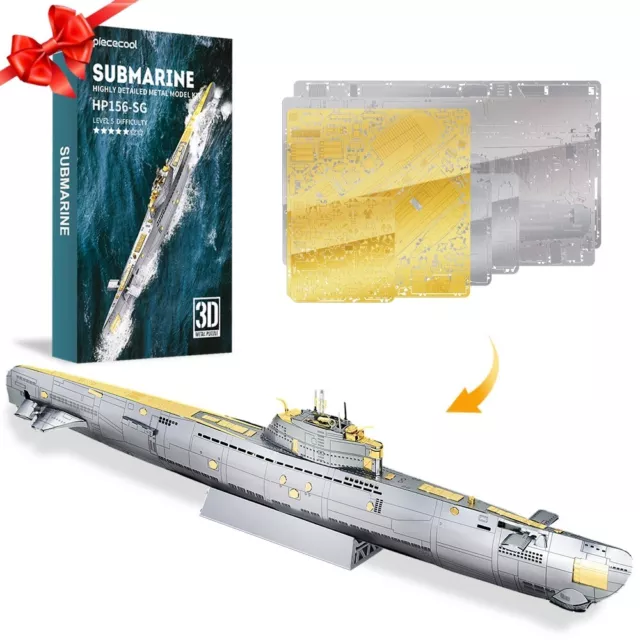 Piececool Submarine 3D Laser Cut DIY Model Hobby Building kit Metal Model
