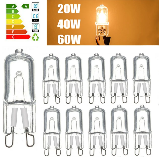 10 Stück G9 Halogenlampe 25W 40W 60W Watt 220V-240V Warmweiß Leuchtmittel Birne