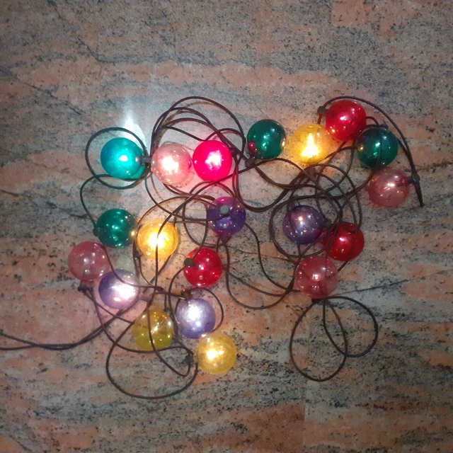 Lumières de Noël vintage des années 90 Chaîne externe interne multicolore 4...