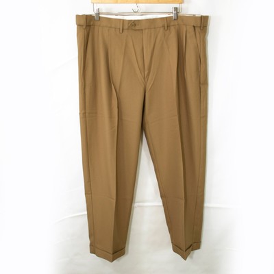 NEW Croft & Barrow Pleated Dress Pants Mens 44 44x29 Honey Brown Career 2803