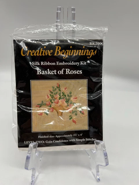 Kit De Bordado De Seda Inicios Creativos Cesta De Rosas Rk200