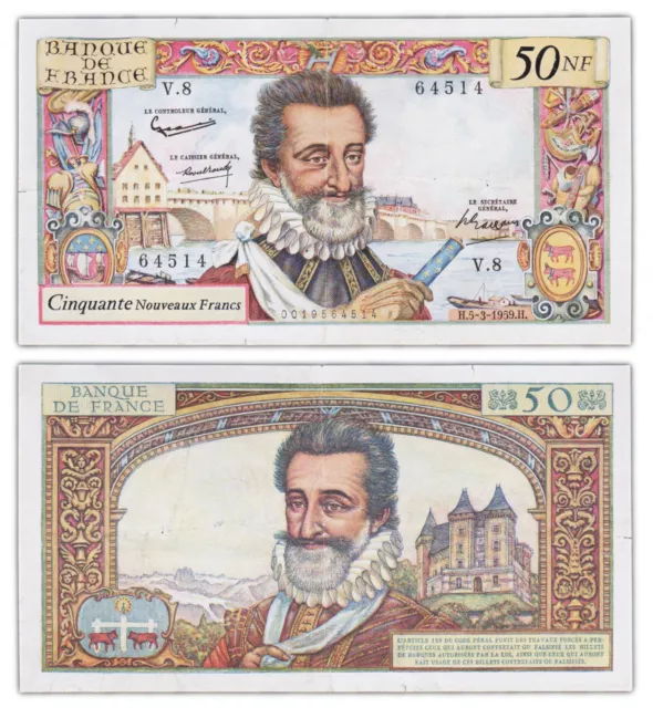 50 nouveaux FRANCS 1959 FRANCE - Henri IV - P139b (V.8)