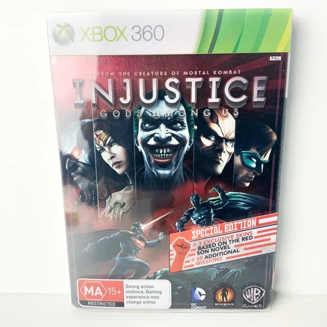 Injustice: Gods Among Us - Steelbook + Manual - Xbox 360 - Tested & Working Injustice: Gods Among Us - Steelbook + Manual - Xbox 360 - Tested & Working