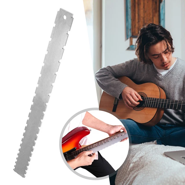 Guitar Neck Rest Stainless Steel Guitar Neck Notched Straight Edge Luthiers Tool Ruler Gauge String Measurement Ruler Guitar String Winder