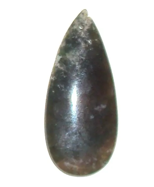 P815 Moss Agate 46mm Flat Puffed Teardrop Gemstone Pendant Focal Bead 1pc