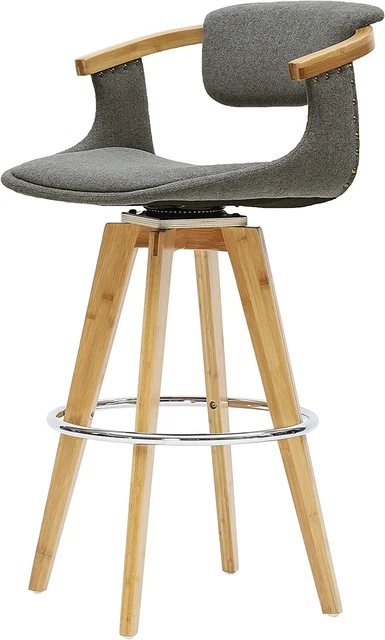 New Pacific Direct Darwin Bamboo Bar & Counter Stools One Size Stokes Gray