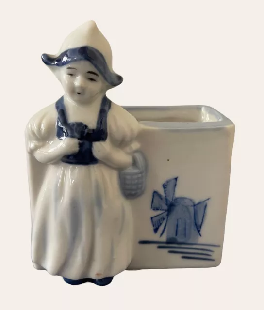 DELFT Antique Porcelain Boy & Girl Figuerine Holders/Planters - from the 1920's 3