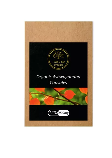 Ashwagandha Organic | 120x 900mg Vegan Capsules | Stress | Fatigue Support