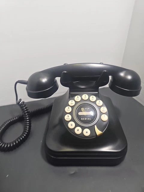 RETRO GRAND BLACK Phone Rotary-style Push Button Table Phone, Pottery ...