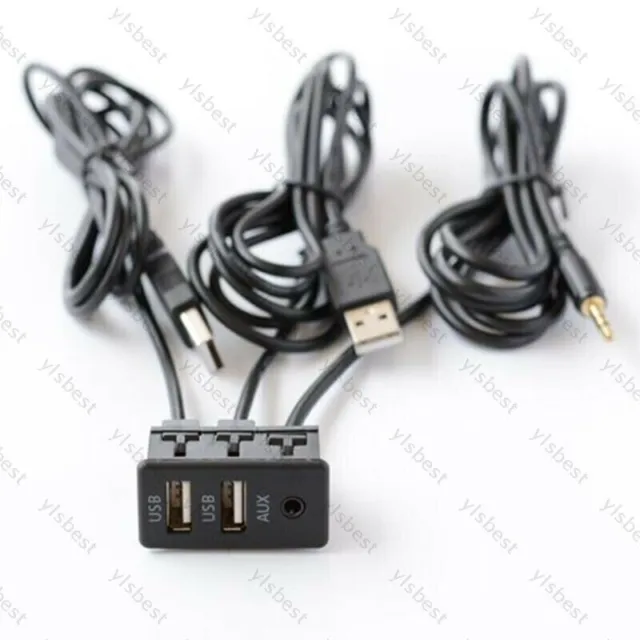 Car Dash Flush Mount AUX USB Socket Panel Adattatore per cavo di prolunga doppio