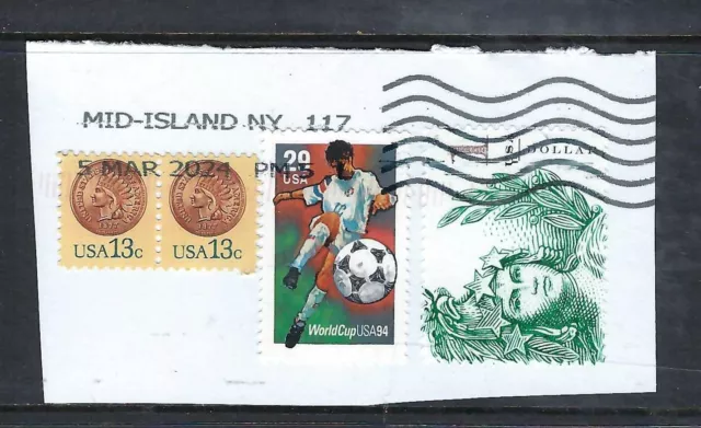 USA Soccer World Cup ++  stamps on piece. Very Fine Used. FU.