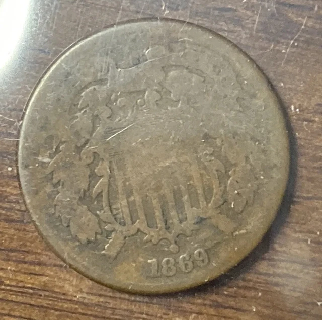 1869 2 Cent Piece. AG/G United States US Type Coin