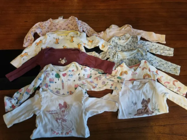 3-6 month baby girl long sleeved vest bundle x 10 M&S Next Tu Primark Disney