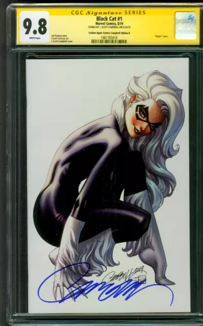 Black Cat 1 CGC SS 9.8 Campbell Golden Apple Ed B Virgin Variant Cover 8/19
