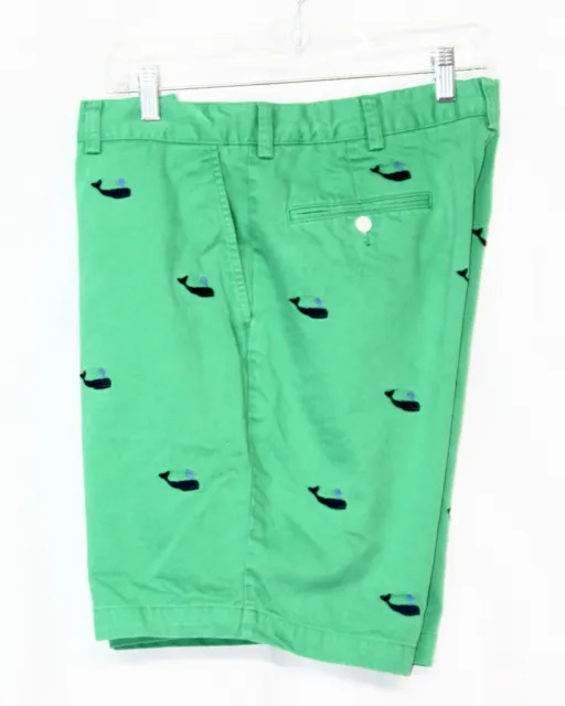 POLO RALPH LAUREN Embroidered Whale Casual Shorts Men 36" x 8.5" Green & Navy