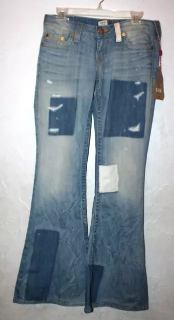 New NWT True Religion Carrie Patchwork Flare Jeans Size 28