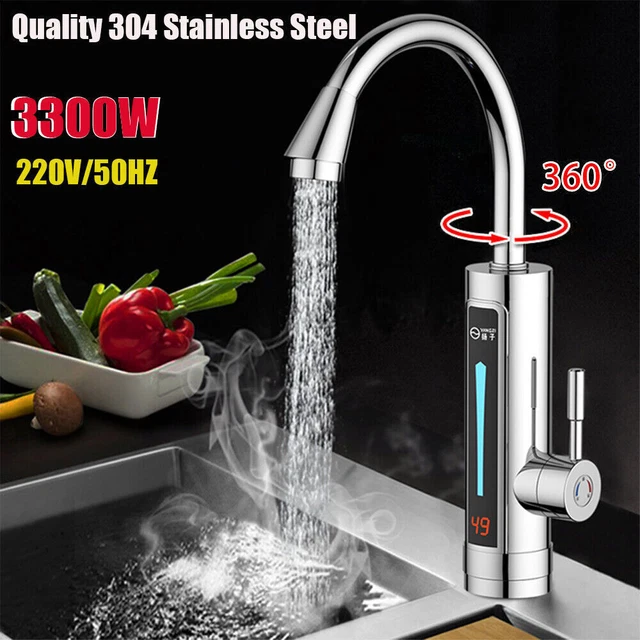 Grifo eléctrico LED 360° instantáneo calentador de agua grifo calefactor cocina baño