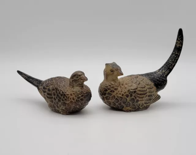 Vintage OMC Otagiri Pheasants Bird Porcelain MCM Brown Set of Two Japan