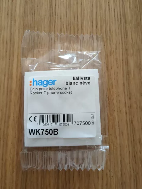Hager WK750B - ENJOLIVEUR pour PRISE TELEPHONE -  ROCKER T PHONE SOCKET - BLANC